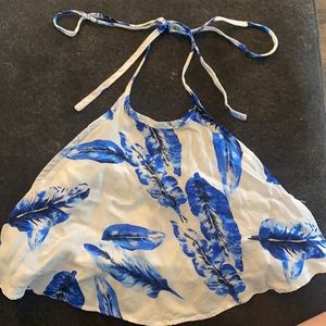 BACKLESS FLORAL HALTER TOP